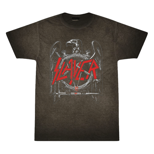 An updated take on a Slayer essential, this heavyweight tee features an oversized tubular cut with bold black Slayer logo on a blood red base. Designed for a roomy fit and crafted with thick, durable cotton for a vintage streetwear vibe.