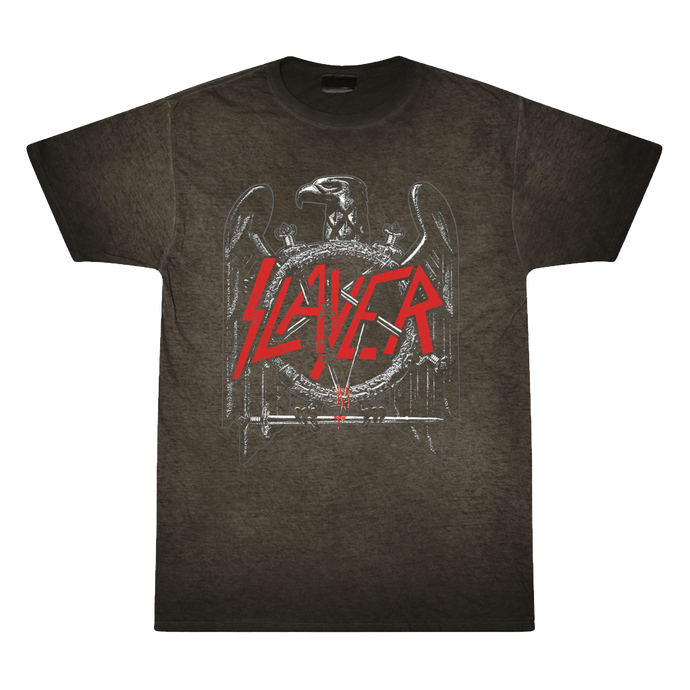 An updated take on a Slayer essential, this heavyweight tee features an oversized tubular cut with bold black Slayer logo on a blood red base. Designed for a roomy fit and crafted with thick, durable cotton for a vintage streetwear vibe.