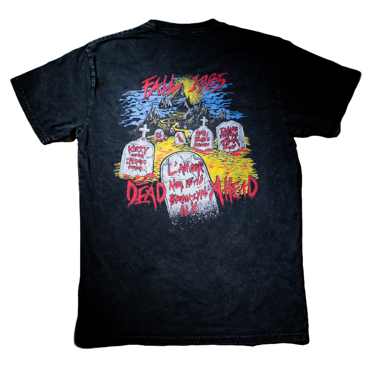 Commemorate the 40th anniversary of Slayer‚Äôs iconic with the Live Undead album with this special Anniversary Edition stonewashed tee. This premium staple stone wash t-shirt has a vintage look and feel to give it a perfectly worn-in feel the moment you put it on.
 
 100% ring-spun cotton fabric
 Stonewashed finished classic
 40th Anniversary Live Undead Collection