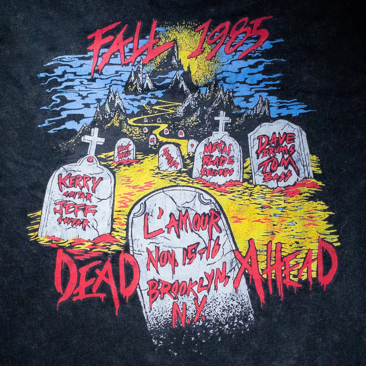 Commemorate the 40th anniversary of Slayer‚Äôs iconic with the Live Undead album with this special Anniversary Edition stonewashed tee. This premium staple stone wash t-shirt has a vintage look and feel to give it a perfectly worn-in feel the moment you put it on.
 
 100% ring-spun cotton fabric
 Stonewashed finished classic
 40th Anniversary Live Undead Collection