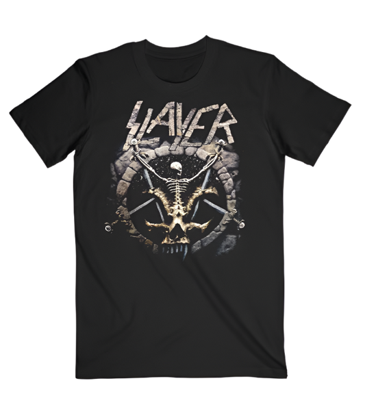 The Divine Intervention inspired artwork printed on a black tee offers a comfortable fit while keeping a durable edge, perfect for everyday wear or concerts. This tee is a must-have for true Slayer fans who want to wear their allegiance loud and proud.&nbsp;