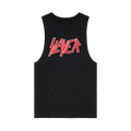 The Slayer, Classic Logo Muscle Tank brings the heat with a bold red Slayer logo across the chest of this black shirt.