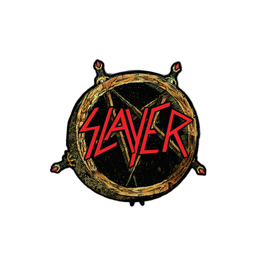The Slayer Torn Asunder Hell Awaits Decal is 5" Wide and is perfect for metalheads who want to decorate their car, laptop, guitar case, or any other item that could use a touch of pure heavy metal power.